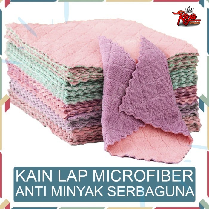 DT25 - Kain Lap Piring Anti Minyak Dapur Serap Air Tangan Cuci Piring Microfiber