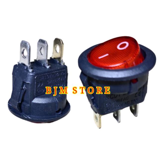 Rocker Saklar / Switch Lampu Bulat 3Pin ON OFF / Switch Lampu Bulat