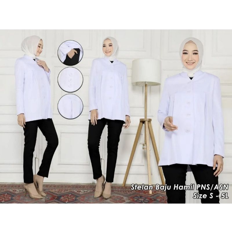 blazer hamil hitam putih seragam hitam putih PNS/ASN blazer elp