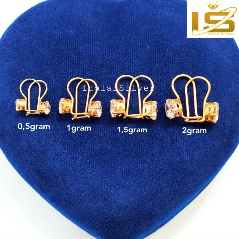 Anting Perak Asli Silver 925 Lapis Emas Asli Model Anting Desi 0,5Gram/1Gram/1,5Gram/2Gram/3Gram Anting Wanita - Anting Wanita Anti Karat