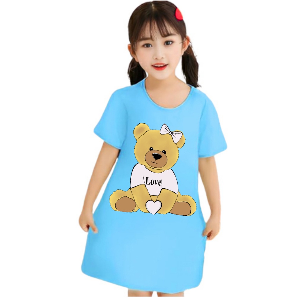 dress anak perempuan gambar bear love