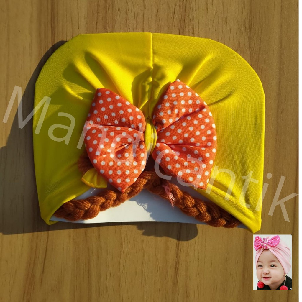 MANDICANTIK Topi anak kecil bando perempuan rambut Topi berambut Turban BABY Rambut palsu COD jakart