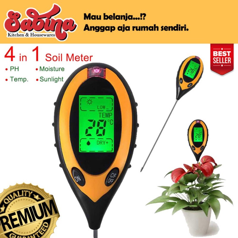 Pengukur PH Temperature Kelembaban Tanah Soil Meter Moisture Sunlight