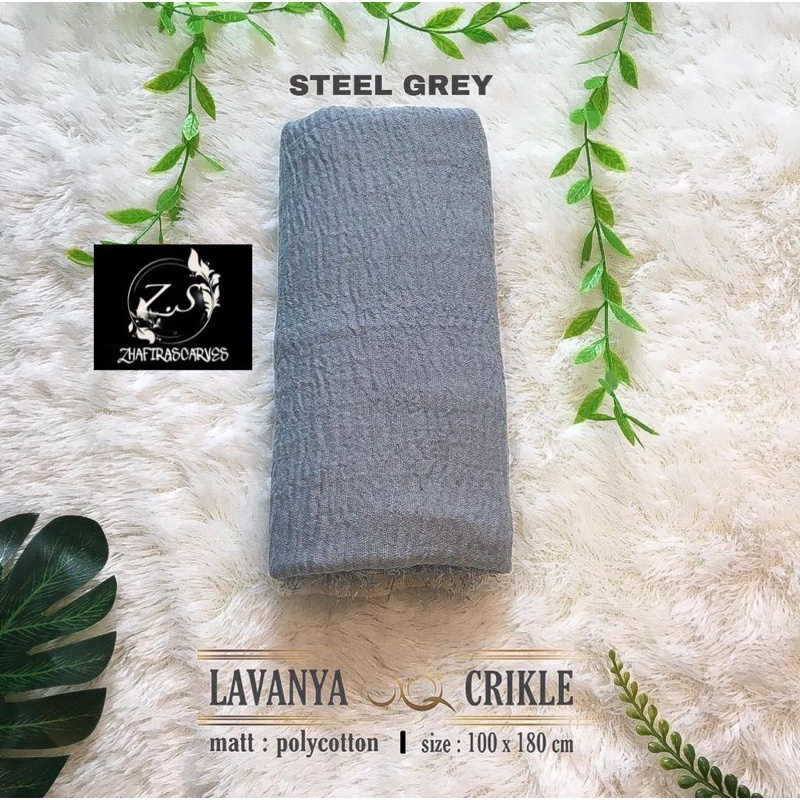 HIJAB Best Seller PASHMINA CRINKLE / CRINCLE - PASHMINA CUTTON CRINKLE / NEGRO / KUSUT-Steel Grey