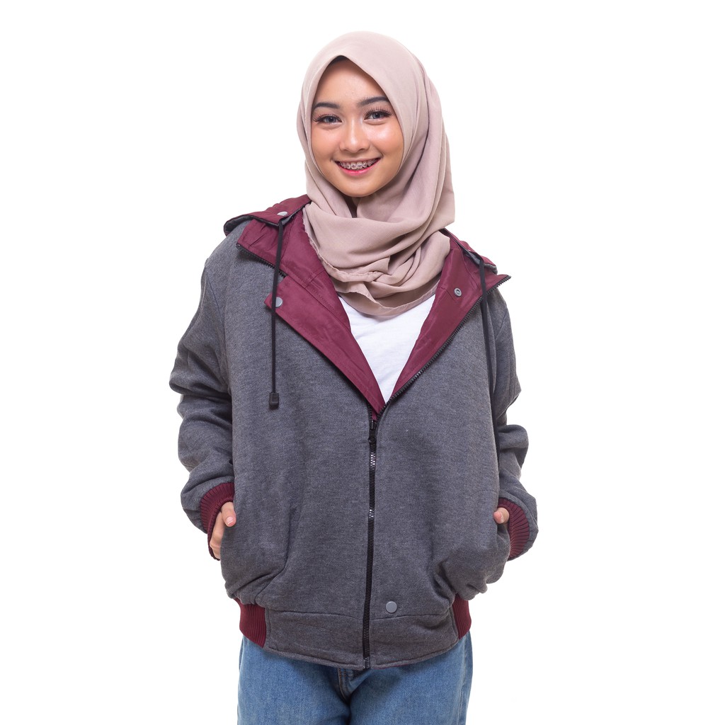 HEYLOOK Project - (Jaket 2 In 1) Jaket Wanita Jaket Parasut ANNA Jaket Bolak Balik Wanita Hodie Bisa Dilepas