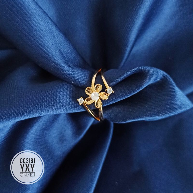 Cincin Yaxiya Ulir Bunga Gold C03181