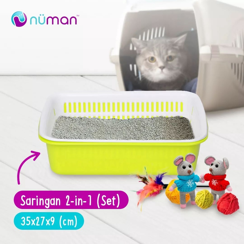 Baskom segi + saringan set / Saringan kotak 2-in 1/ bak pasir kucing / saringan sayur