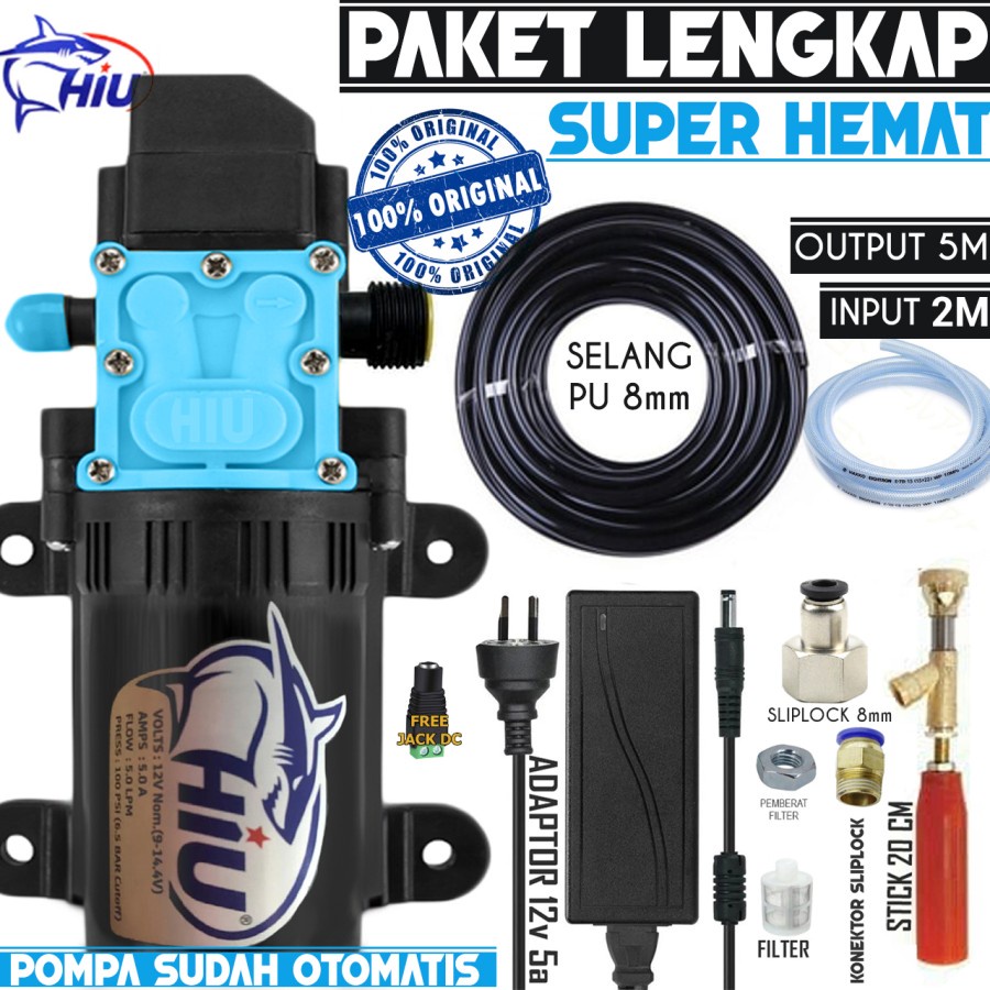 PAKET mini steam LENGKAP Pompa HIU SUPER HEMAT 5LPM 6.5 BAR 100PSI