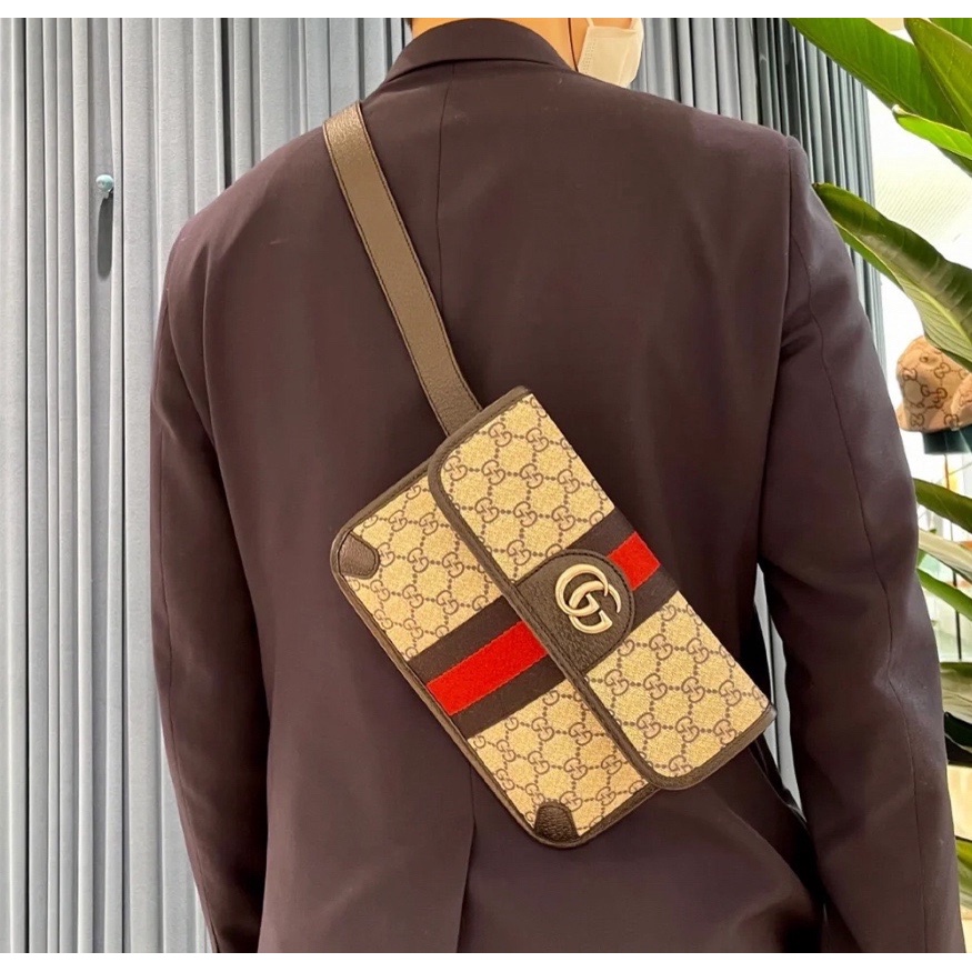 Gucci GG Summer gucci ophidia men's printed canvas bag messenger bag waist bag