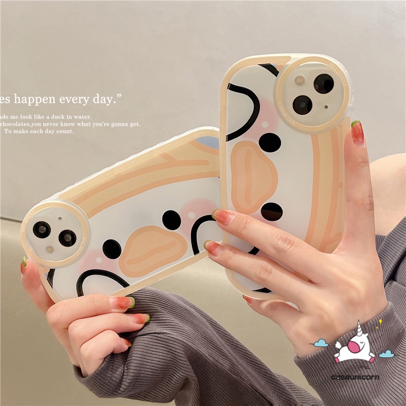 IPHONE Casing Ponsel Bebek Lucu Kompatibel Untuk Iphone11 7plus 8plus 78 6 6s Plus 13 12 14 Pro MAX XR X XS MAX SE 2020 Kartun Soft TPU Lembut Anti Jatuh Cover