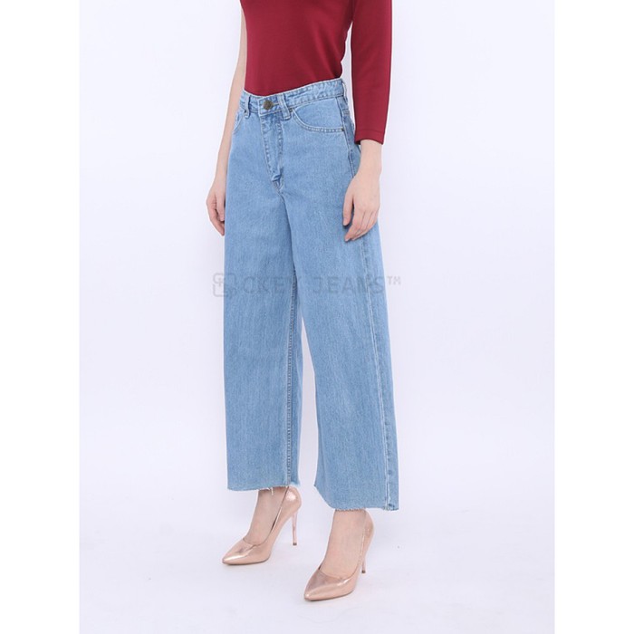 Celana Jeans Kulot Panjang Unfinished / Kulot Jeans Wanita