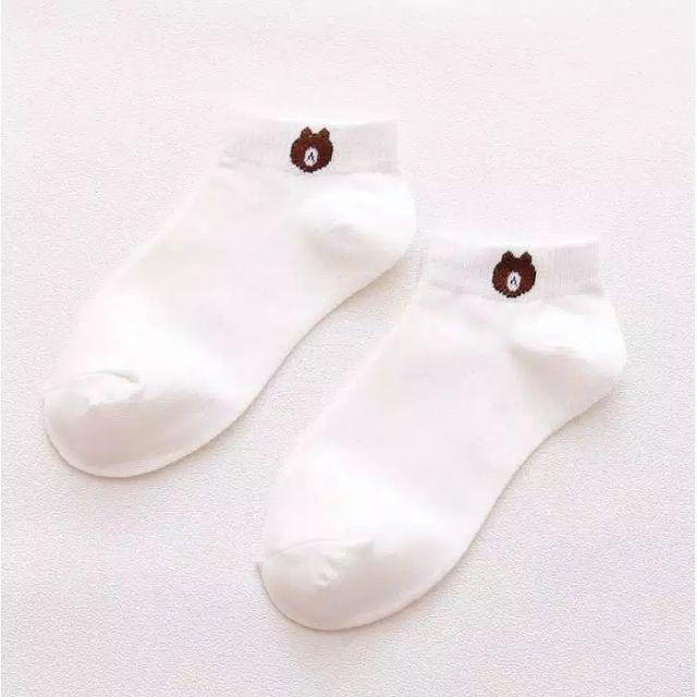 KAOS KAKI fashion unisex KAOS KAKI MOTIF BERUANG CUTE MURAH-Putih