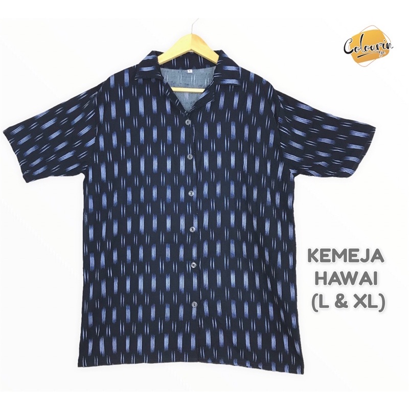 COLOURINAJA Kemeja cuban hawai pria Kemeja lengan pendek casual Rayon import