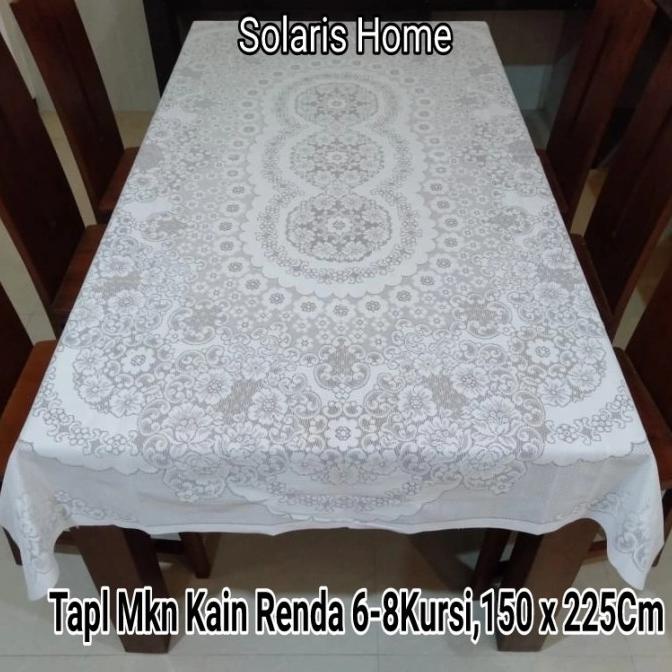;&;&;&;&] Taplak Meja Makan Putih Segi Kain Renda 6-8Kursi .