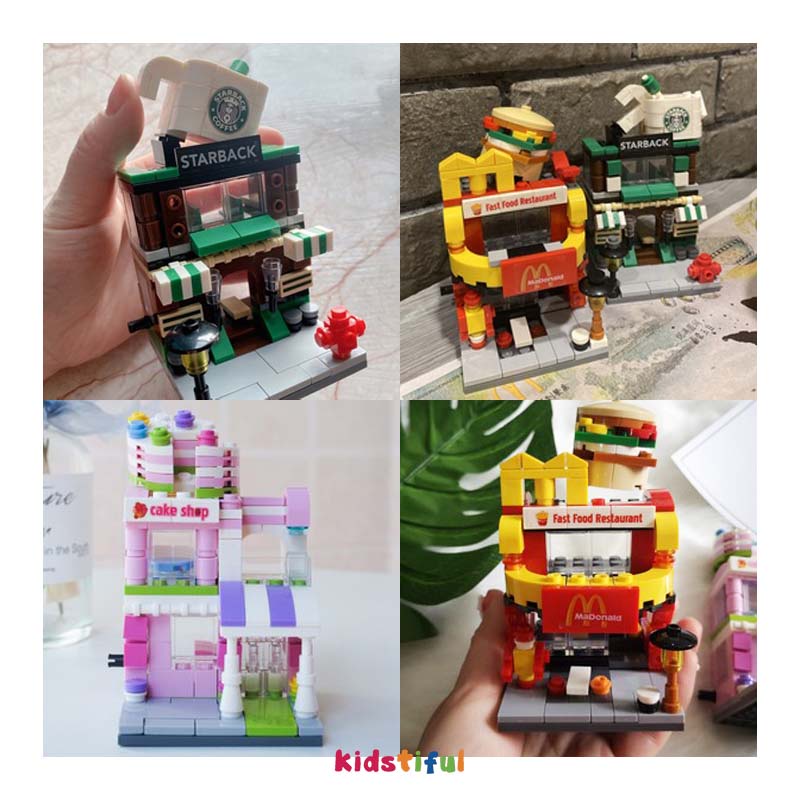 Mainan Blok Seri Toko Burger Model Mainan Edukasi Mainan Bricks Anak Perempuan