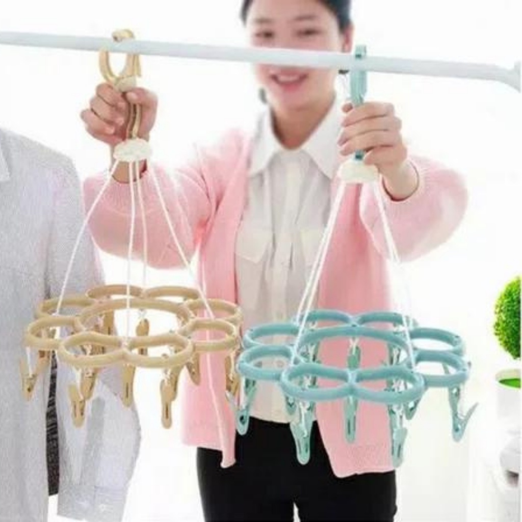 HANGER JEMURAN 16 JEPITAN GANTUNGAN BAJU KAOS KAKI SERBAGUNA BULAT