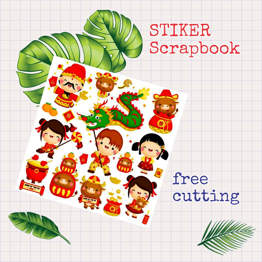 

Stiker Jurnal Scrapbook Kids celebrating chinese new year of ox zodiac Journal Home untuk Notebook