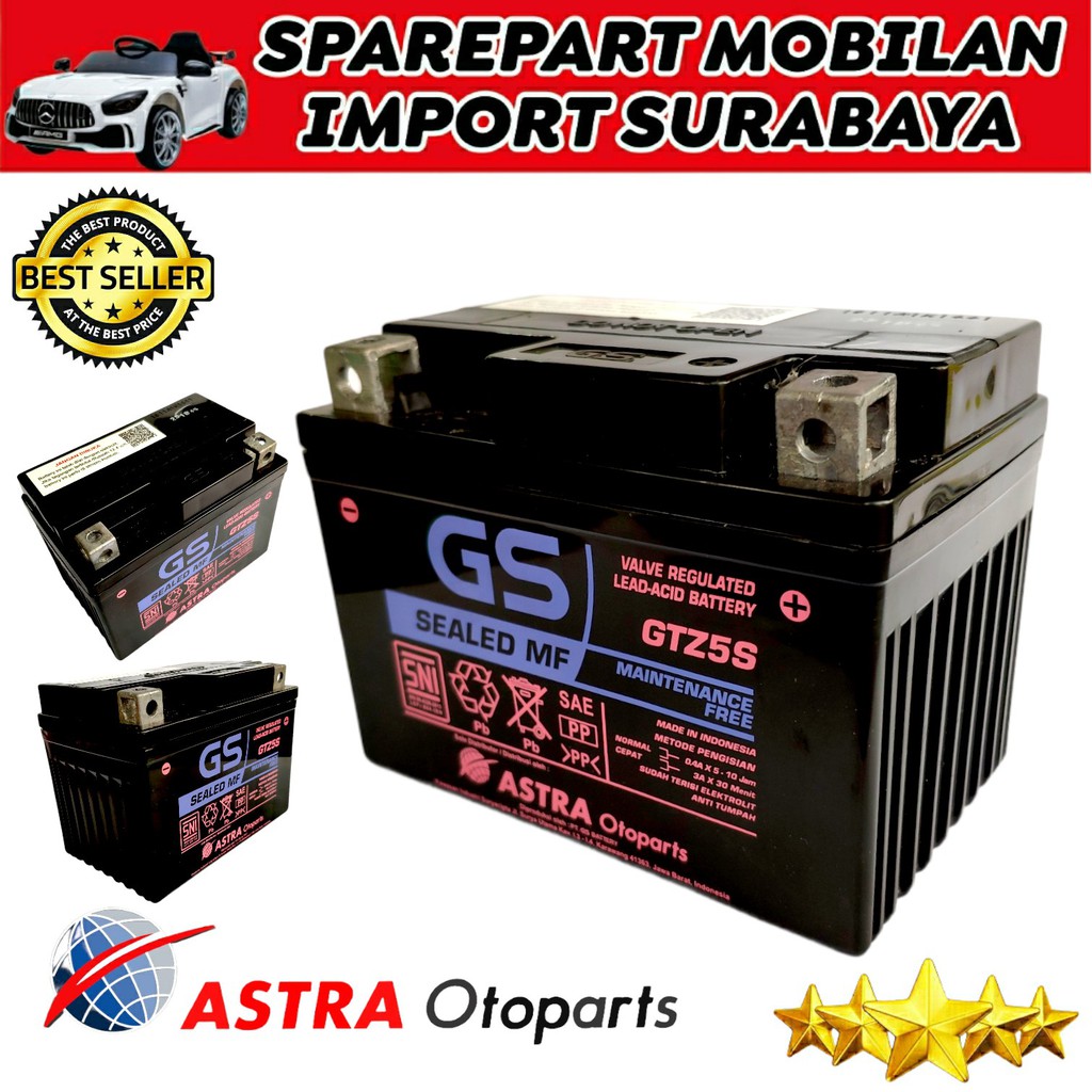 ORIGINAL GS ASTRA GTZ5S ASLI AKI KERING SEPEDA MOTOR HONDA BEAT MIO VARIO SUPRA YAMAHA SUZUKI 12VOLT