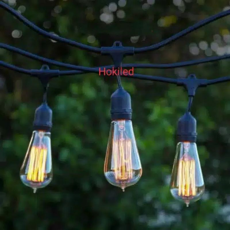 Lampu Gantung Outdoor Cafe Indoor Kabel Fitting Gantung 15 Meter 15 Fitting