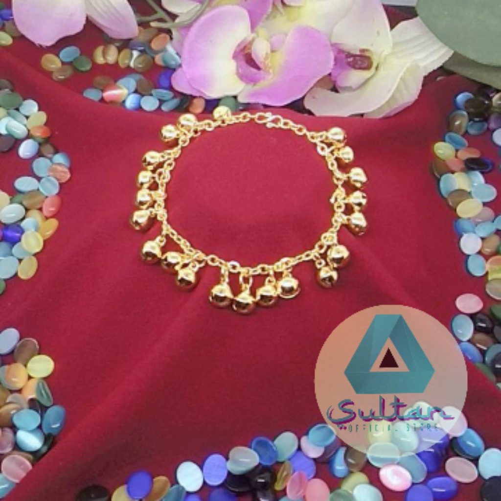 GELANG TANGAN GELANG KAKI ANAK DAN DEWASA FULL KRINCINGAN LOGAM KUNINGAN LAPIS EMAS 14K