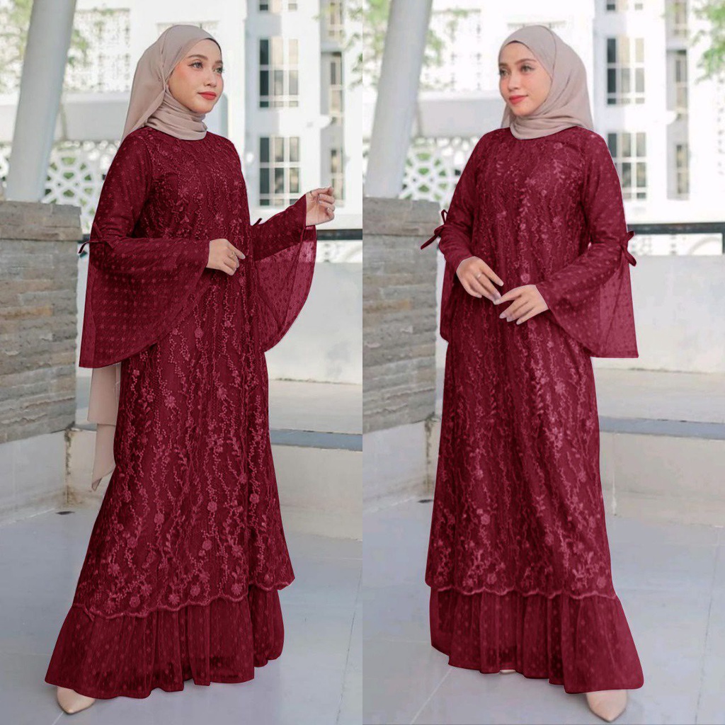 MX NABILA BRUKAT MEWAH 2XL XL L M / TERLARIS / GAMIS FASHION WANITA TERBARU / PAKAIAN DRESS PESTA