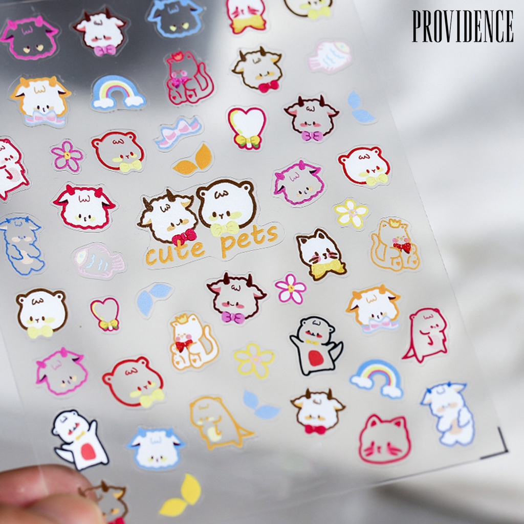 Providence Cartoon Sheep Nail Stickers Embossed Cute Cute Small Bear Nail Cartoon Animals Stickers for Manicure