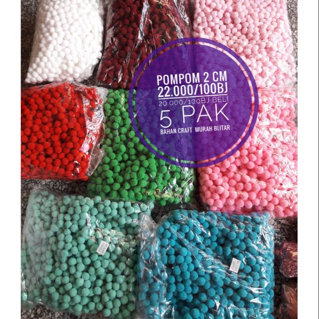 Pompom murah..pompom 2 cm