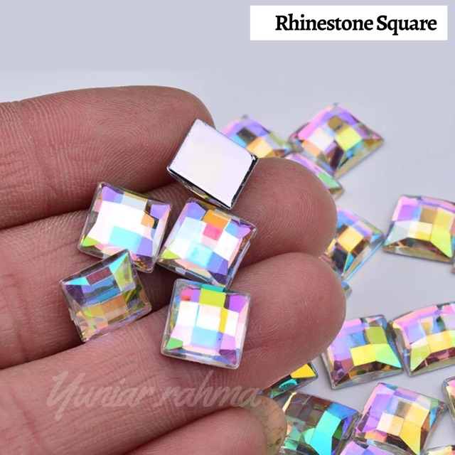 [50pcs] RHINESTONE SQUARE (kotak) ukuran 8mm ,10mm , hiasan craft &amp; hennaart