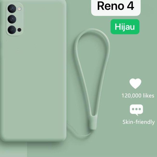 ☄️NEW✨ Case Oppo A15 A16 RENO 5F 4F 4 4G 5 Versi Indonesia Tali Lanyard Anti Coret Motif Polos Soft