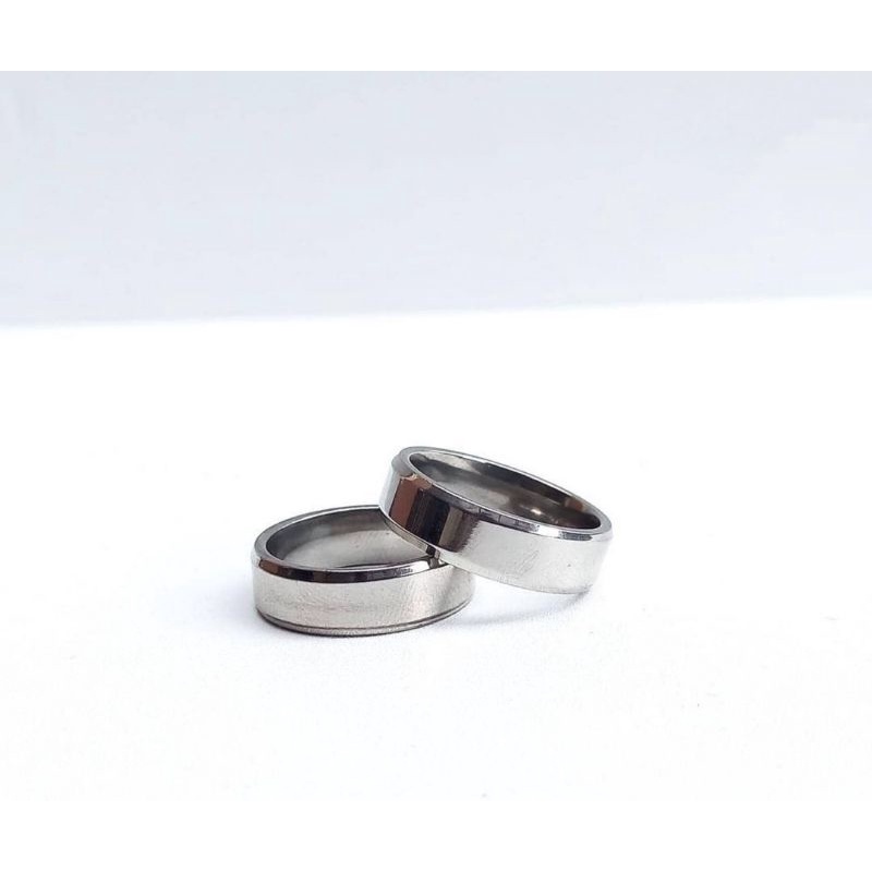 Cincin Plat Putih Tebel/Cincin Couple/Cincin Anti Karat/AGAM AKSESORIS