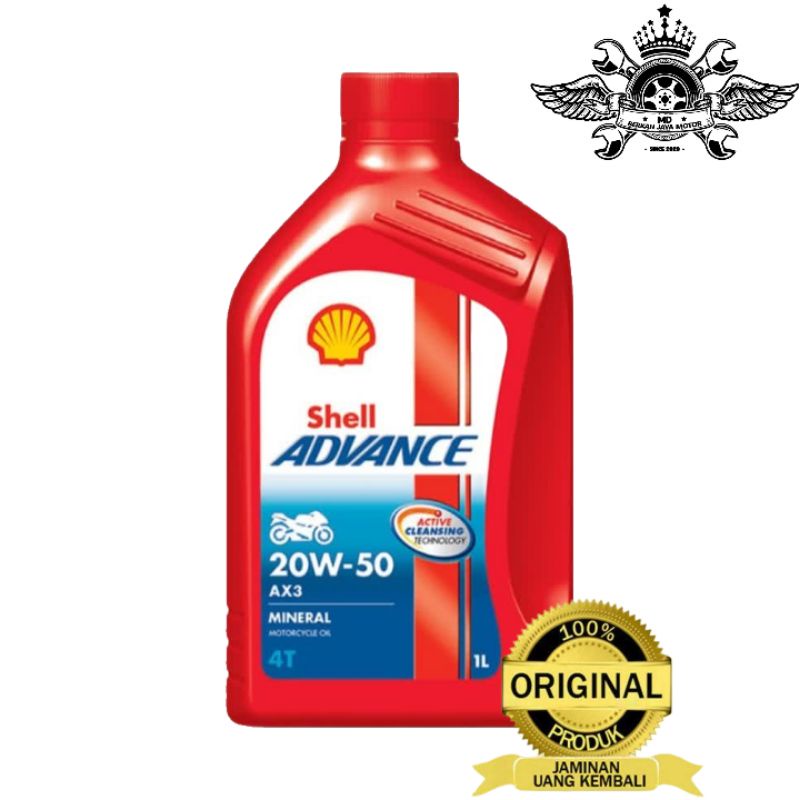 OLI SHELL ADVANCE AX3 4T SAE 20w-50 1lt 100% ORIGINAL