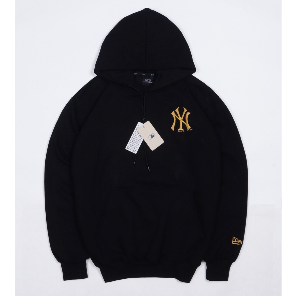 HOODIE MLB LOGO NY BORDIR - SWEATER JAKET HOODIE JUMPER HYPEBEAST MLB NEW YORK LOGO BORDIR PREMIUM B