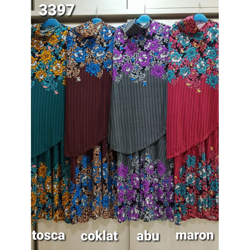 SYAR'I GAMIS KERUDUNG SET BUNGA KAKI/PINGGIRAN 3398 / 3395 / 3397 / 8334 / 3394 / 3393 / 3391 / 3396