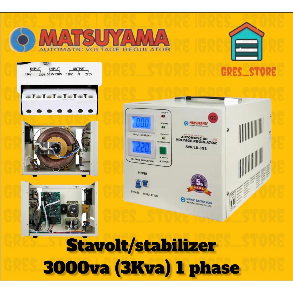 MATSUYAMA Stabilizer 3 KVA - LD 140V 1P 3000 VA  AVR  STAVOL stavolt matsuyama 3000va 3kva 3gs