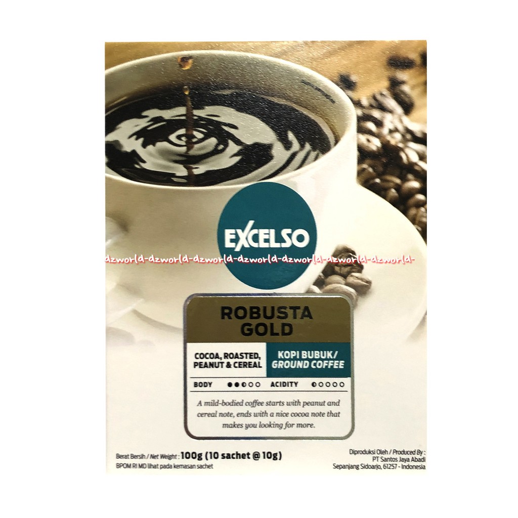 Excelso Robusta Gold 10sachet Kopi Bubuk Kopi Instan Ekselso Exselso Kemasan Box Kotak Excelso Robusta Ground Coffee