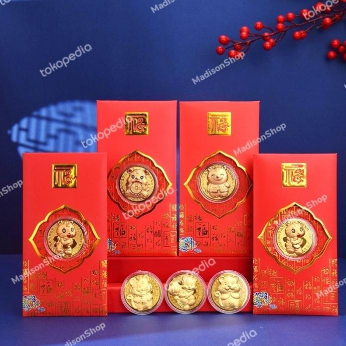 Hot 2022 Angpao Macan Koin Emas + Sertifikat Kado Imlek Angpau Premium