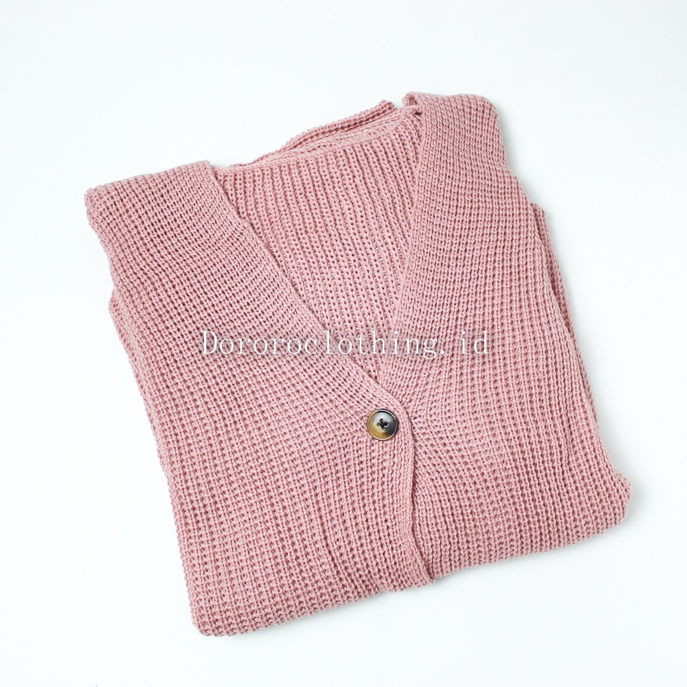 Vina Knitted Cardigan Rajut Kancing Oversize Tangan Balon / PREMIUM Outerwear Kardigan Rajut wanita-Dusty Pink