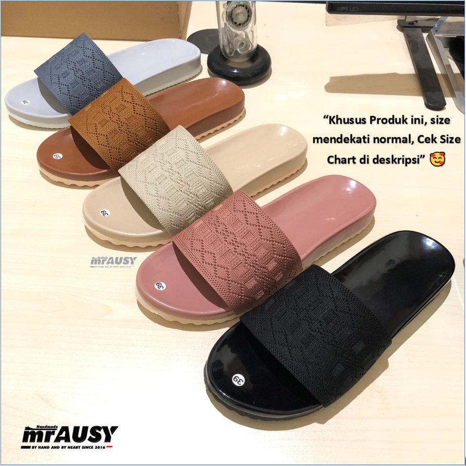 Sandal Wanita Slop Puyuh Birken mrAUSY Strap 1 Bisban Rajut