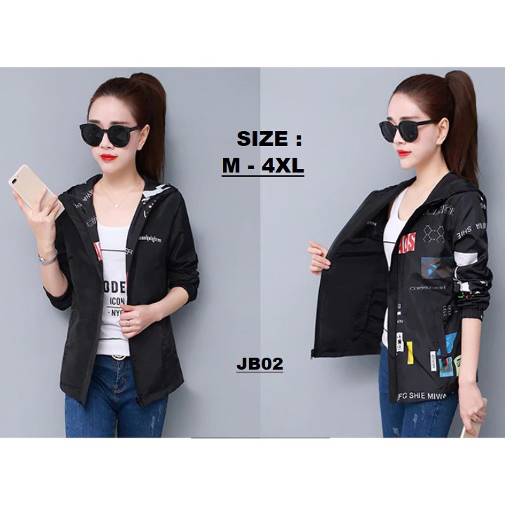 Jacket Wanita Parasut Printed Bolak Balik JB