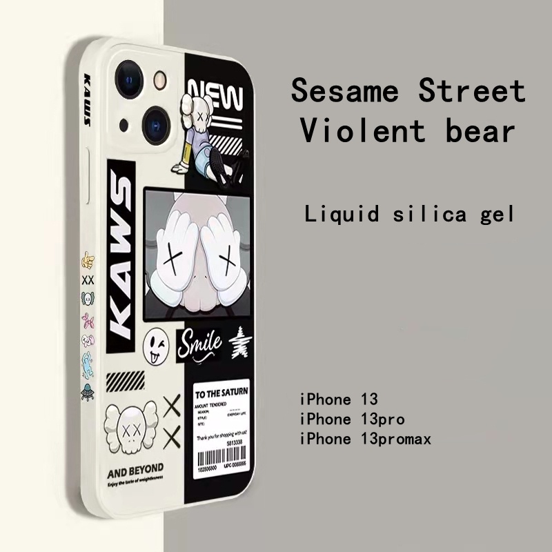 Fashion cartoon square for case iphone 11 pro max 12 13 pro max X/Xs max XR 7/8 plus se2020 liquid silicone fully enclosed shockproof protection case