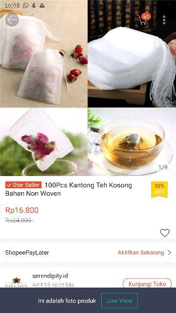 100pcs Kantong Teh Kosong Bahan Non Woven