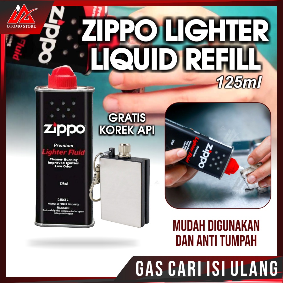 ZIPPO + KOREK Original Minyak Fluid 125ML Bonus Gantungan Kunci Korek Api Keren Unik Mini Murah