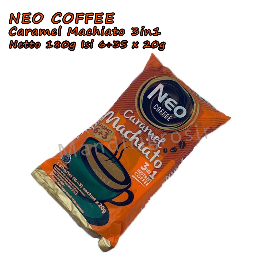 * Neo caffee * 3 in 1 * isi 6+3 * Kopi instan * Caramel Machiato