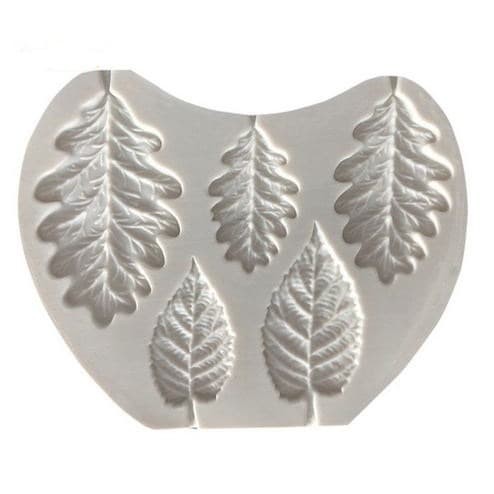 3D Silicon Mold Fondant Cake Decoration - 5 Cavity 2 Leaves Modelling