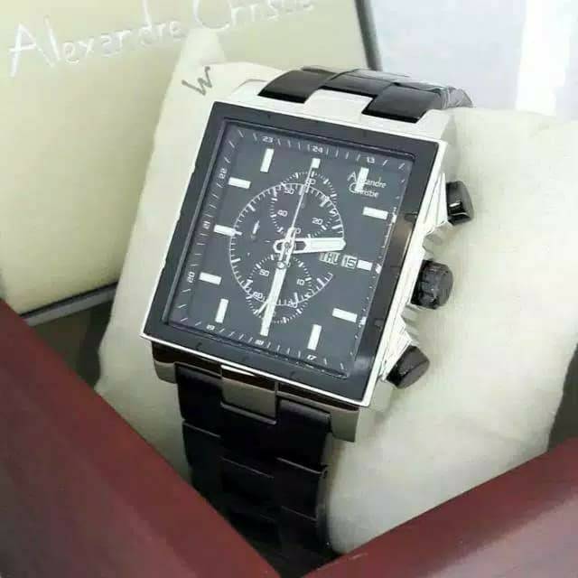 Jam Tangan Pria Alexandre Christie AC 6460 MC ac6460 Black Silver Black Original 41mm zqtsbllw