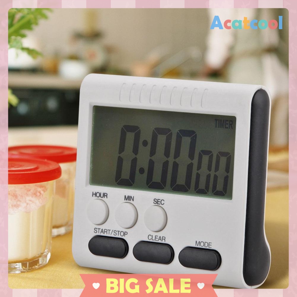 Magnetic Large LCD Digital Kitchen Timer Alarm Count Up Down Clock 24 Hours