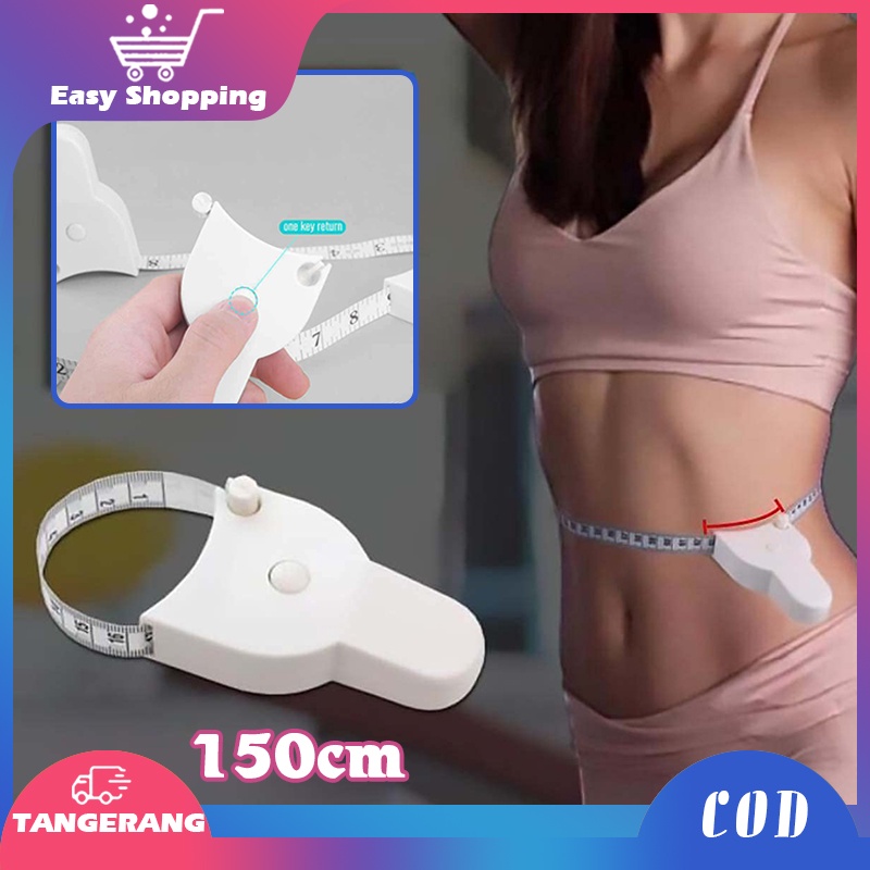 150cm Waist Ruler Meteran Gulung Mini Putar Otomatis Alat Ukur Badan Meteran Y Type Ergonomis Untuk Fitness