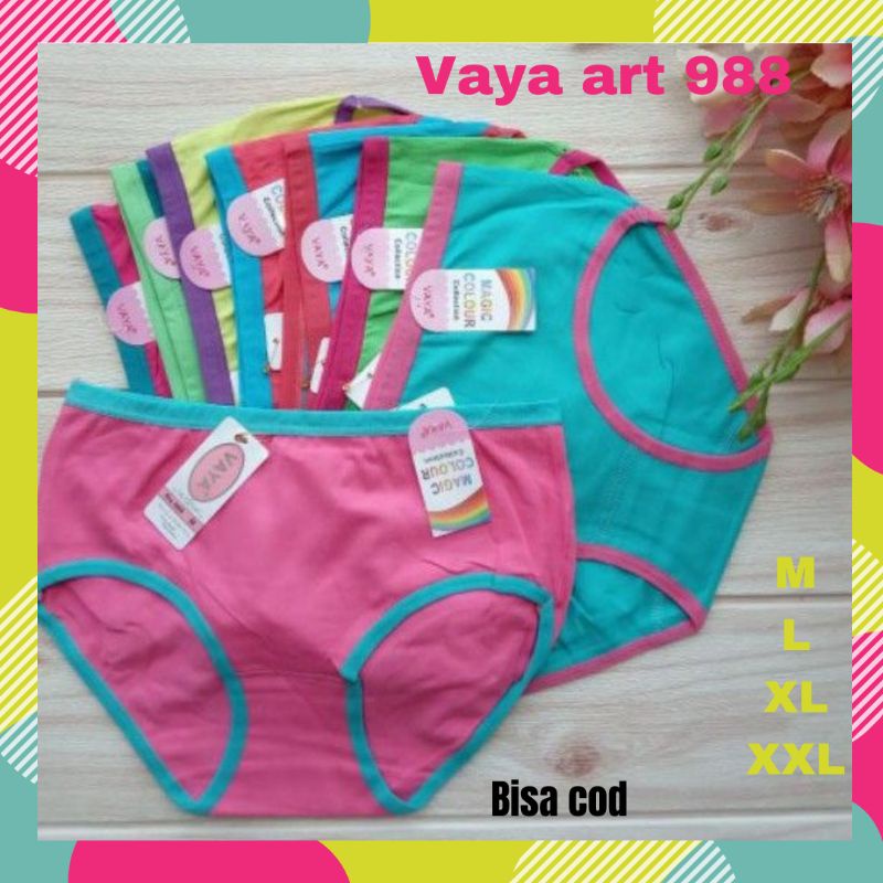 Pakaian Celana Dalam CD Wanita Perempuan Cewek Cewe Bahan Katun Murah Ukuran M L XL XXL Vaya Rainbow