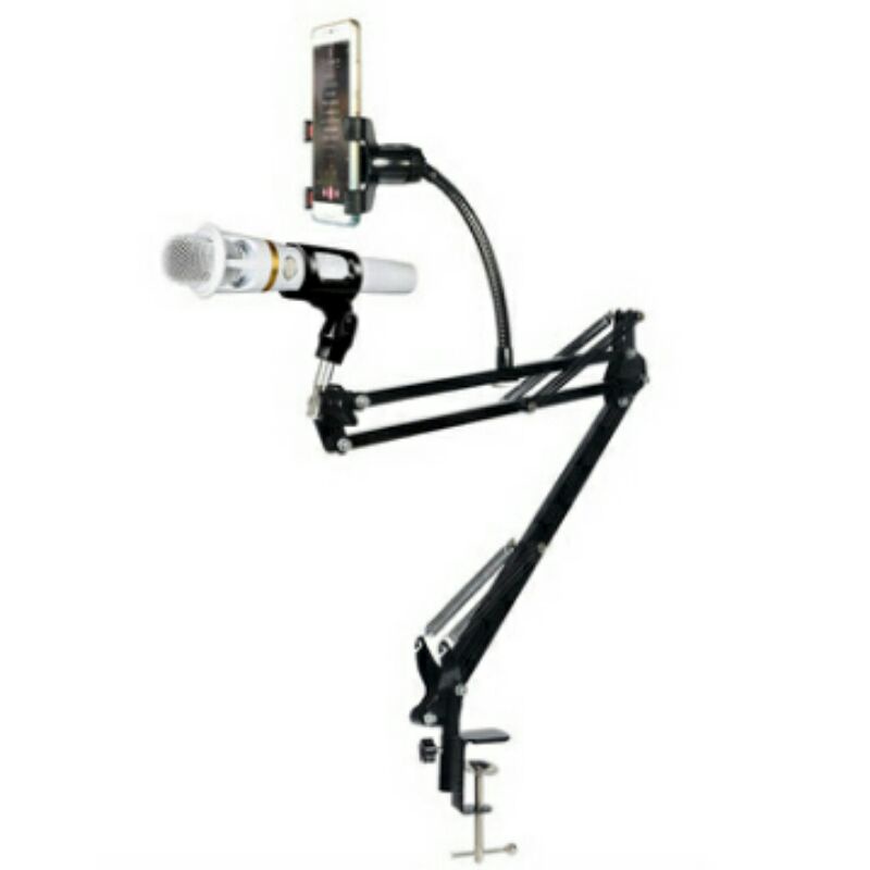 Microphone Suspension Boom Scissor Arm With Smartphone Lazypord D6