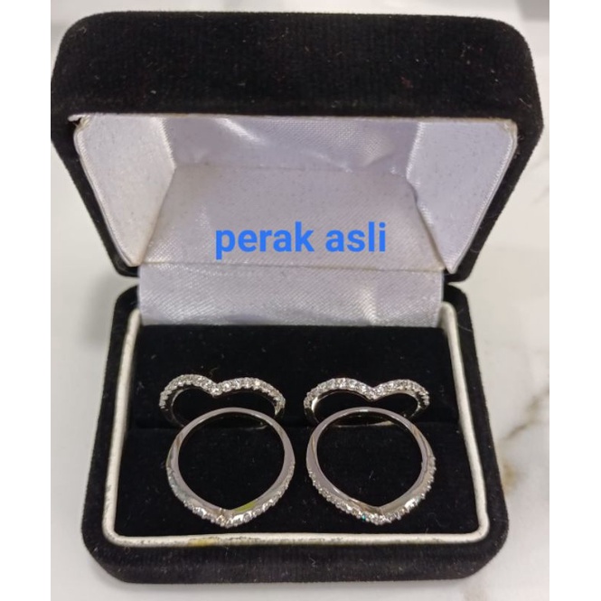 Cincin Cor mata baris, Perak 925, Sepuh Emas Putih